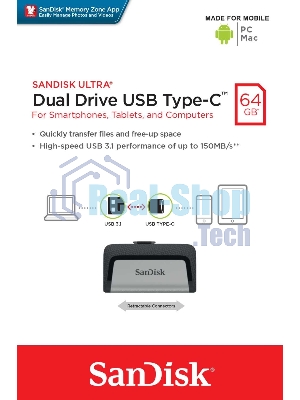 Флешка USB Sandisk 64Gb Ultra Dual SDDDC2-064G-G46 USB 3.0 серый/узор