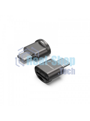 Кард-ридер Vention CLMH0/серый/OTG USB 2.0 CM/MicroSD/USB Type-C/металл