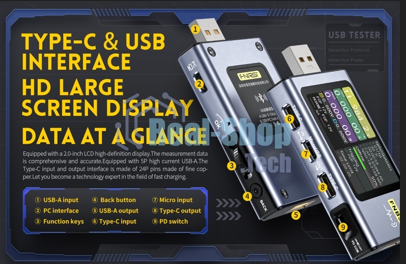 Тестер USB FNIRSI-FNB58 bluetooth