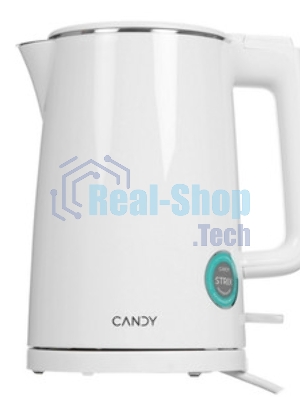 Электрочайник Candy CK-102 белый, 1.5 л, 2200 Вт, скрытый нагревательный элемент