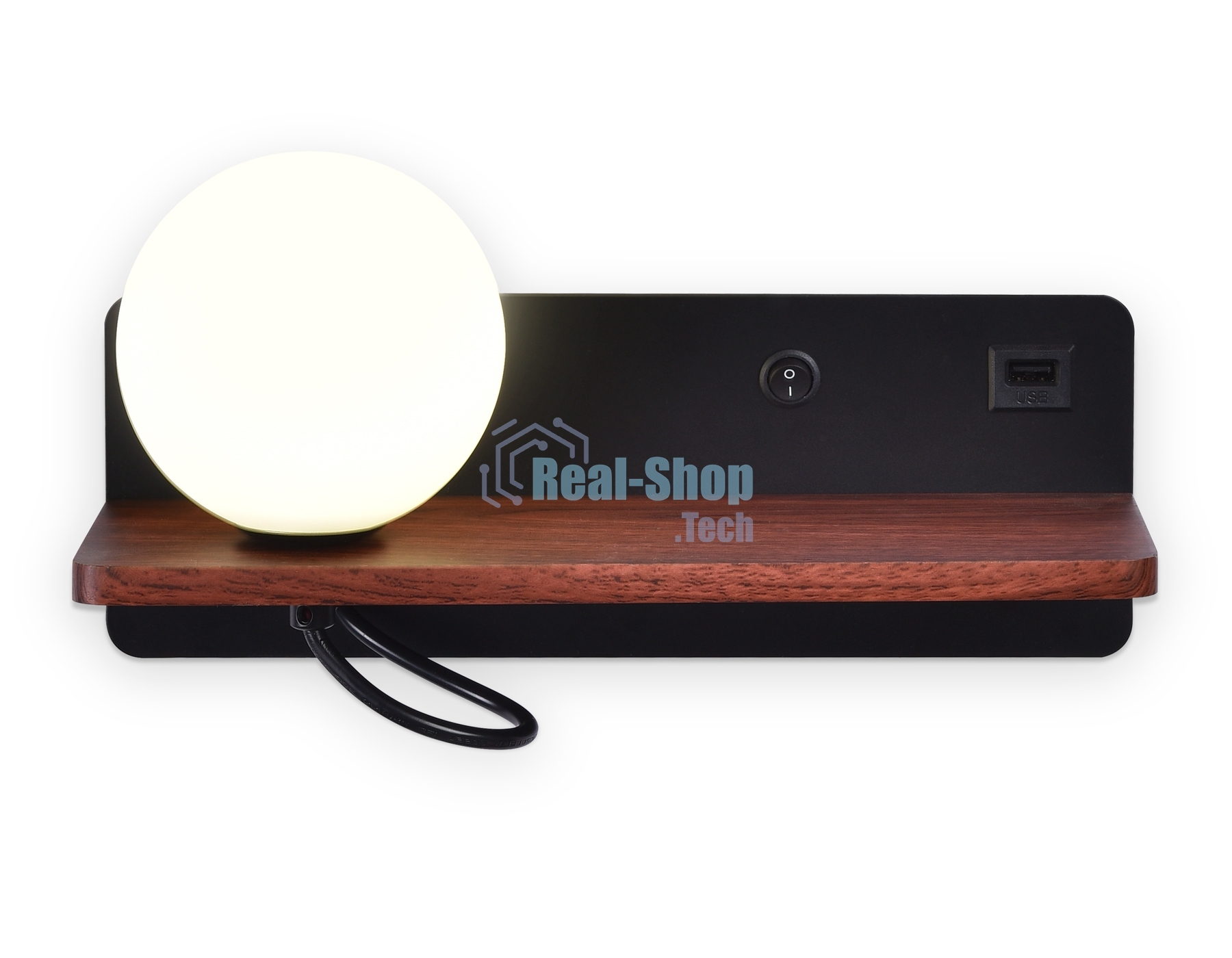 Настенный светильник с выключателем Ambrella light FW521 BK/DW черный/темное дерево G9 max 40W 280*100*125 (лампа LED G9 5W 4200K в комплекте)
