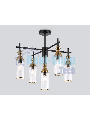 Люстра Ambrella light LH55256/5 BK/BS/CL черный/латунь/прозрачный E14*5 max 40W D520*520