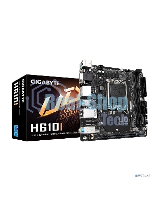 Материнская плата Gigabyte H610I, LGA 1700, Intel H610, 2xDDR5, 4xSATA, 1xM.2, 1xPCIe 4.0 x16, 1xHDMI, 1xVGA, 2xDP, 1x 1Gb LAN, 2xUSB-A 3.2 Gen 1, 4xUSB-A 2.0, 3x 3.5 мм, 7.1, Mini-ITX