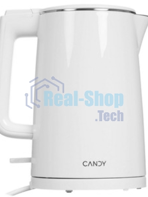 Электрочайник Candy CK-102 белый, 1.5 л, 2200 Вт, скрытый нагревательный элемент