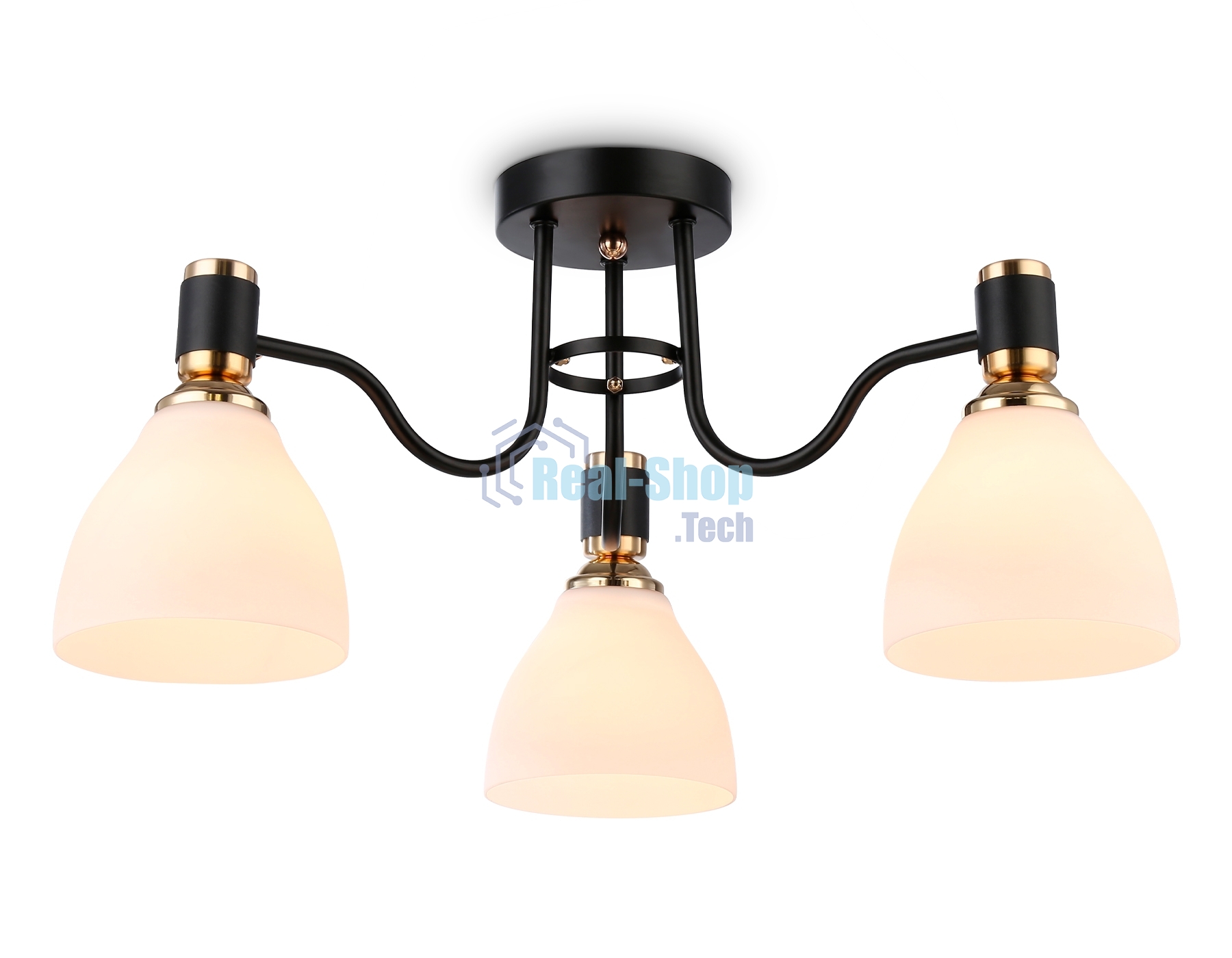 Светильник Ambrella light TR303303/3 BK/GD/FR черный/золото/белый матовый E27*3 max 60W D600*270