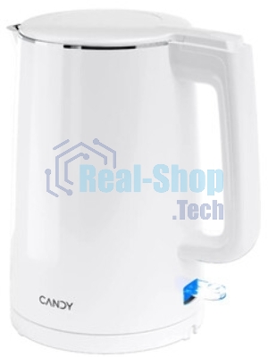 Электрочайник Candy CK-102 белый, 1.5 л, 2200 Вт, скрытый нагревательный элемент
