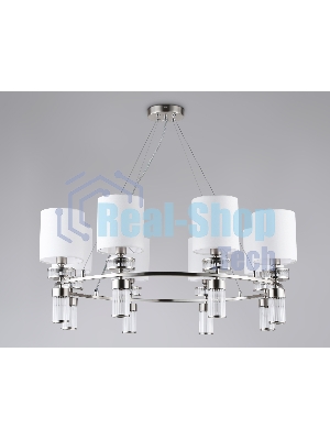 Люстра Ambrella light LH71293/8 SN/WH никель/белый E14/8 max 40W D830*780