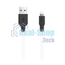 Кабель USB 2.0 HOCO X21, силиконовая оплетка, AM/Lightning M, бело-черный, 1м