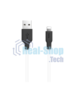 Кабель USB 2.0 HOCO X21, силиконовая оплетка, AM/Lightning M, бело-черный, 1м
