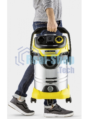 Строительный пылесос Karcher WD 6 P S V-30/6/22/T желтый, 1300 Вт, уборка сухая/сбор воды, пылесборник мешок/контейнер, 30 л