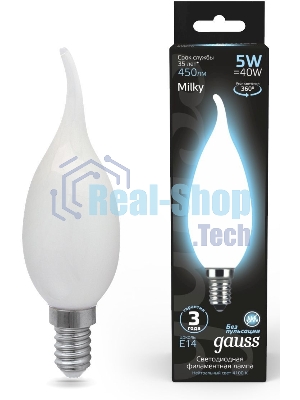 Лампа светодиодная Filament Свеча на ветру E14 5Вт 4100К OPAL GAUSS 104201205
