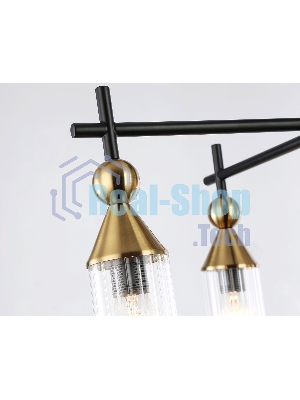 Люстра Ambrella light LH55256/5 BK/BS/CL черный/латунь/прозрачный E14*5 max 40W D520*520