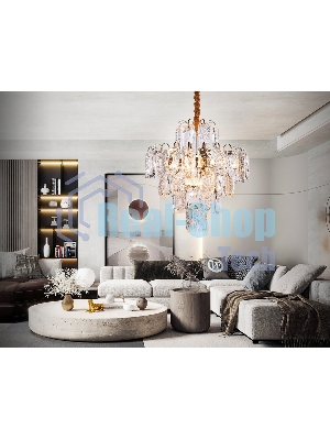 Светильник Ambrella light TR5231/9 SGD/CL/FR золото/прозрачный/белый матовый E27*9 max 40W D500*530