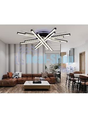 Потолочный светодиодный светильник Ambrella light FL6276 BK 119W черный 3000K-6400K+RGB 800*800*165 (ПДУ ИК)