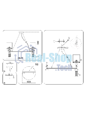 Люстра Ambrella light LH71293/8 SN/WH никель/белый E14/8 max 40W D830*780