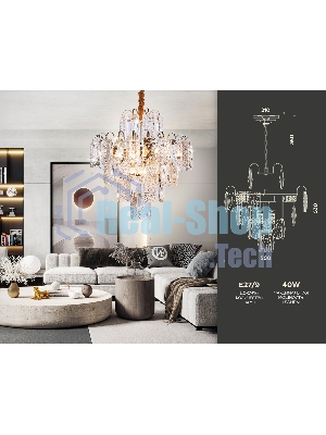 Светильник Ambrella light TR5231/9 SGD/CL/FR золото/прозрачный/белый матовый E27*9 max 40W D500*530