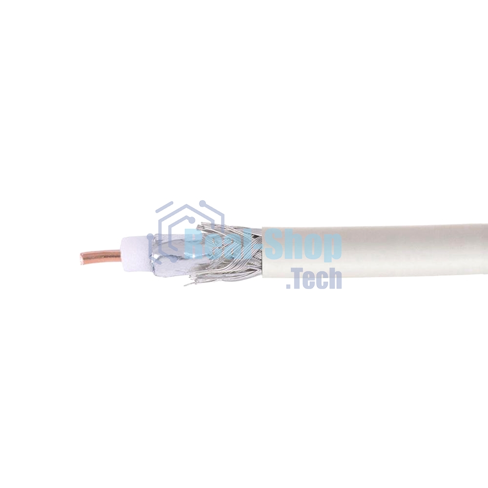 Кабель коаксиальный Cablexpert, RG-6U-CS-1, 75 Ом, 64%, 0.8 мм, CCS, белый, 100 м