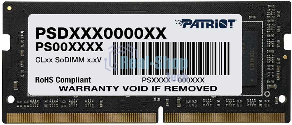 Оперативная память Patriot Signature, DDR4, 16GB (1x16 GB), 2666 MHz, CL19, SO-DIMM
