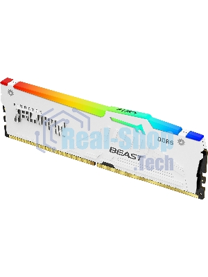Оперативная память Kingston Fury Beast, DDR5, 16Gb (1x16Gb), 6000MHz, CL36, DIMM, с радиатором, RGB, белый