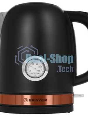 Чайник электрический BRAYER BR1005BK 2200 Вт.1.7 л, STRIX, сталь окраш, термометр, черный