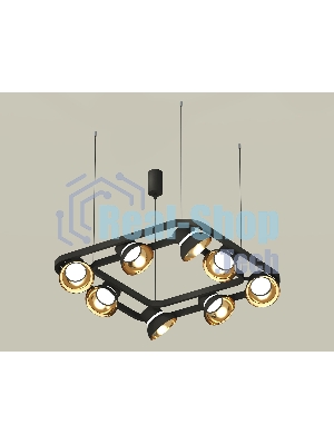Светильник Ambrella light XB9182081/8 SBK/PYG/CL черный песок/золото желтое полированное/прозрачный GX53 (С9182, N8145)
