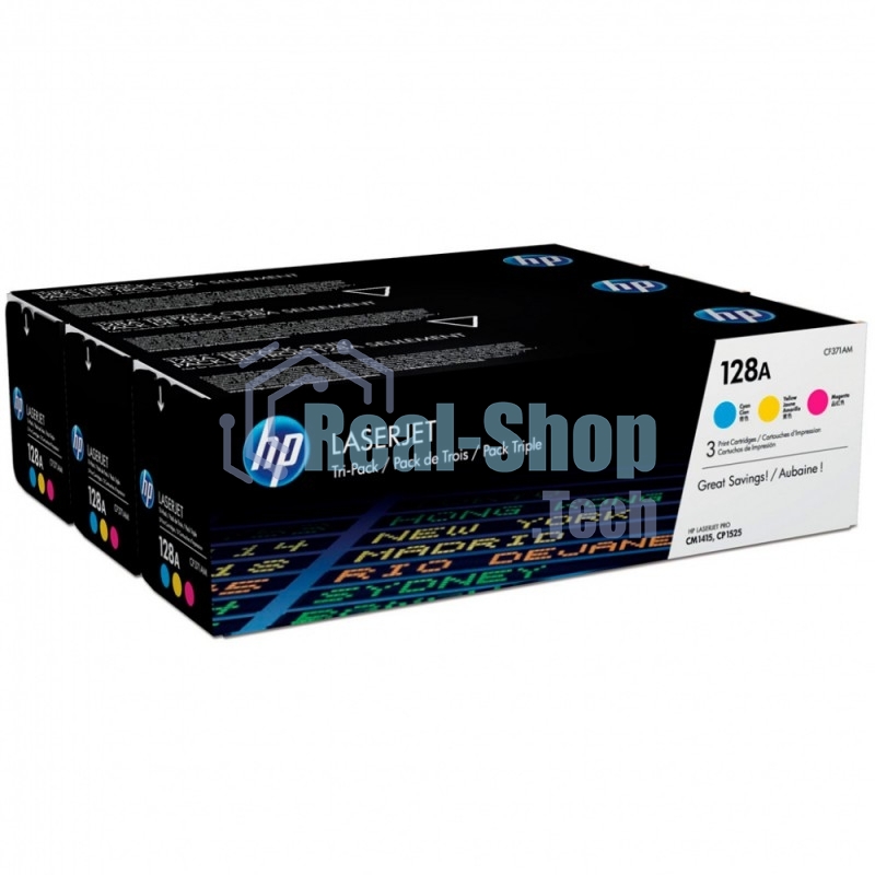 Картридж лазерный комплект HP CF371AM голубой/пурпурный/желтый для LaserJet PRO CP1525N/CP1525NW (3 х 1300)