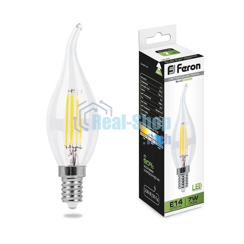 Лампа светодиодная Feron LB-67 филаментная 7W 230V E14 4000K