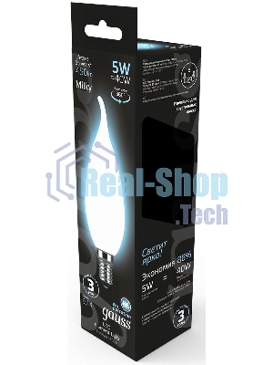 Лампа светодиодная Filament Свеча на ветру E14 5Вт 4100К OPAL GAUSS 104201205