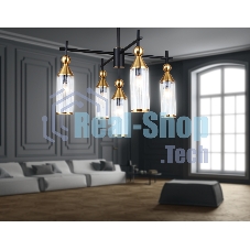 Люстра Ambrella light LH55256/5 BK/BS/CL черный/латунь/прозрачный E14*5 max 40W D520*520