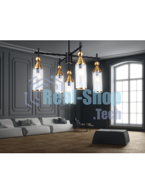 Люстра Ambrella light LH55256/5 BK/BS/CL черный/латунь/прозрачный E14*5 max 40W D520*520
