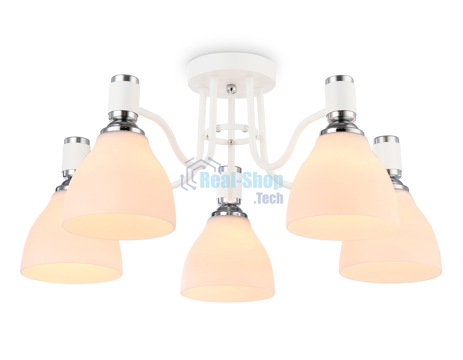 Светильник Ambrella light TR303305/5 WH/CH/FR белый/хром/белый матовый E27*5 max 60W D600*270