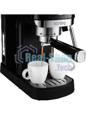 Кофеварка рожковая Korting KCM 1002 EN черный, молотый, 1.2 л, 1350 Вт, 20 бар