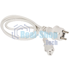 Шнур питания Lanmaster C13-Schuko, 3х0.75, 220В, 10А, белый, 3 метра