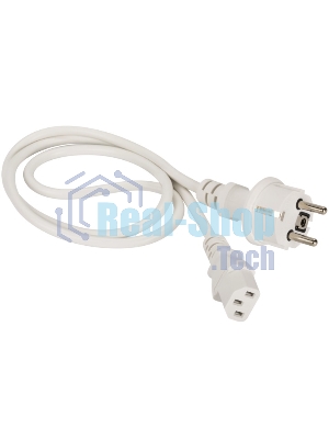 Шнур питания Lanmaster C13-Schuko, 3х0.75, 220В, 10А, белый, 3 метра