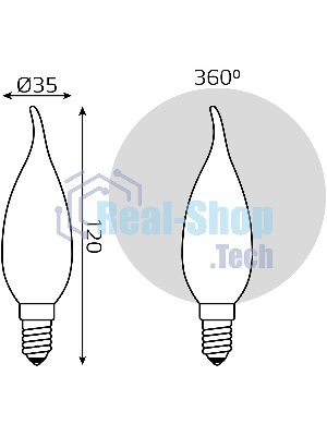 Лампа светодиодная Filament Свеча на ветру E14 5Вт 4100К OPAL GAUSS 104201205