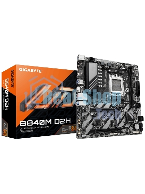 Материнская плата Gigabyte B840M D2H (V1.2), AM5, AMD B840, 2xDDR5, 4xSATA, 2xM.2, 1xPCIe 4.0 x16, 1xPCIe 3.0 x4, 1xHDMI, 1x2.5Gb LAN, 2xUSB-A 5Gbps, 8xUSB-A 2.0, 3x3.5 мм, 7.1, mATX
