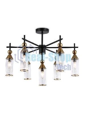 Люстра Ambrella light LH55257/7 BK/BS/CL черный/латунь/прозрачный E14*7 max 40W D640*520