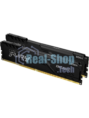 Оперативная память Kingston Fury Beast, DDR4, 16GB (2x8GB), 3600MHz, CL17, DIMM, с радиаторами, черный