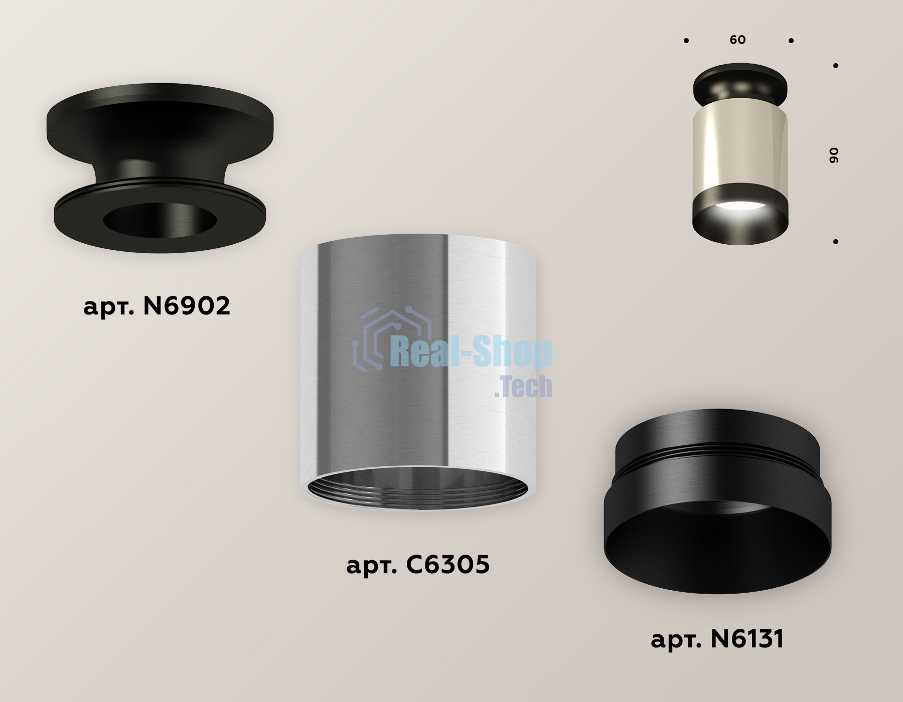 Светильник Ambrella Light XS6305062 PSL/PBK серебро полированное/черный полированный MR16 GU5.3 (N6902, C6305, N6131)
