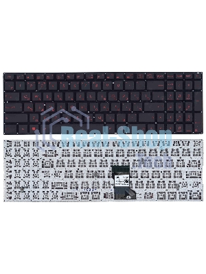 Клавиатура для ноутбука Asus N541, N501 черная, шрифт красный, с подсветкой