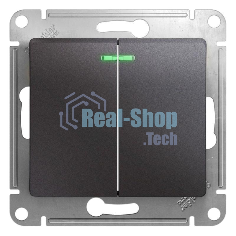 Механизм выключателя 2-кл. СП Glossa сх.5а 10А IP20 10AX с индик. графит SchE GSL001353