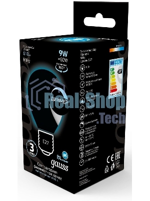 Лампа светодиодная Gauss Filament 105202209-D 9Вт цок.: E27 шар 220B 4100K св. свеч. белый нейт. (упак.: 10 шт)