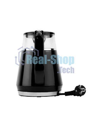 Чайник электрический Centek CT-0019, 1100 Вт, стекло, черный и серебристый