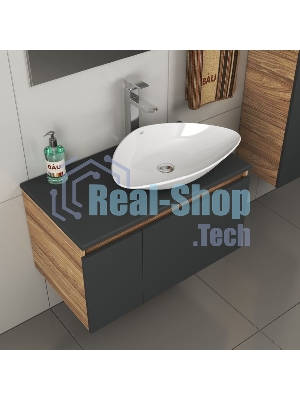 Комплект для ванной, 4 предмета (тумба Bau 80, графит + раковина BAU Triangle 59х39 + смеситель Hotel Still, выпуск клик-клак, хром)