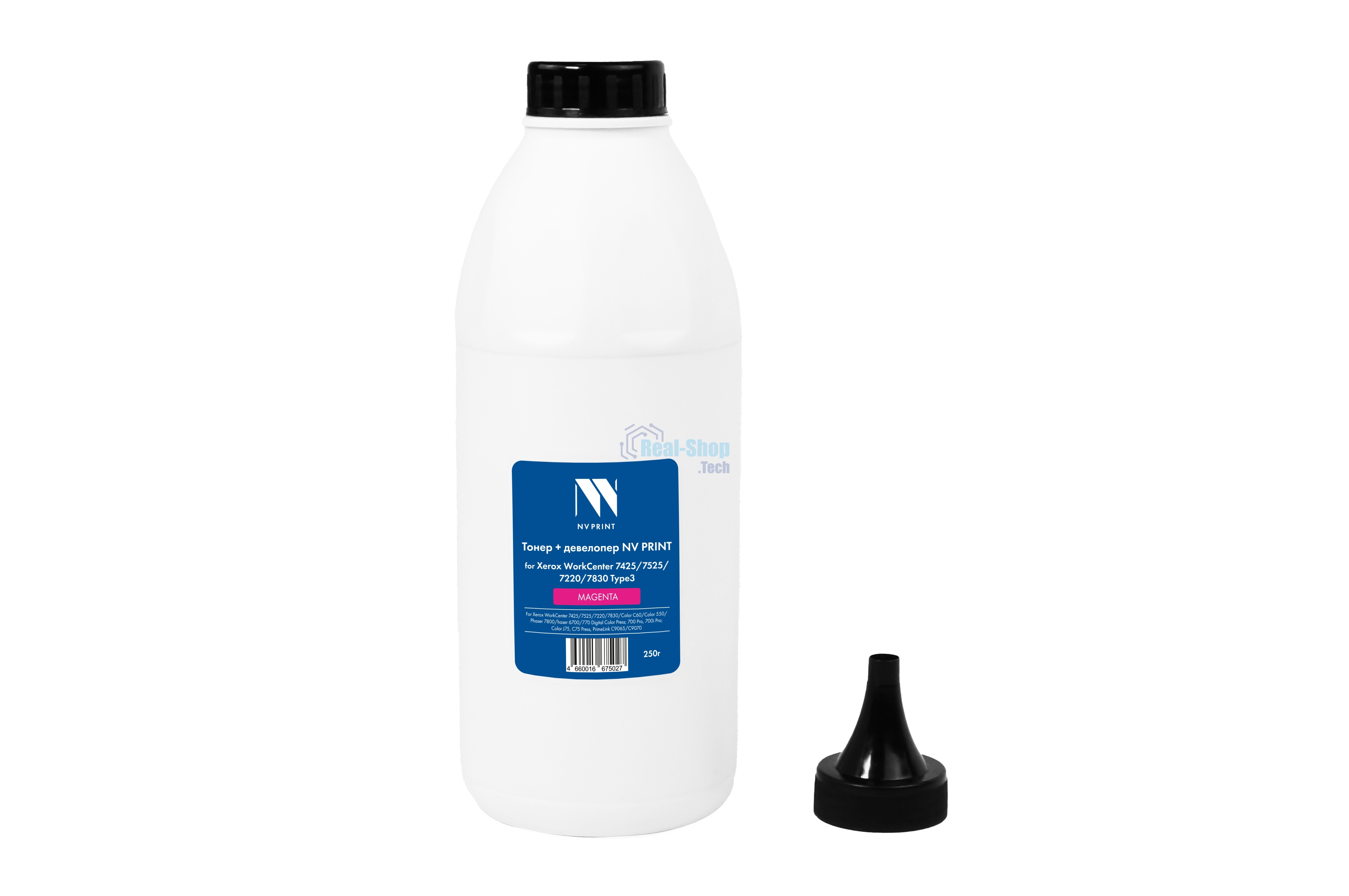 Тонер + девелопер NVPrint для Xerox WorkCenter 7425, 7525, 7220, 7830 Type3 (250г) Magenta. WC 7425, 7428, 7435; WC 7220, 7225; WC 7525, 7530, 7535, 7545, 7556, 7830, 7835, 7845, 7855, 7970; Color C60, С70; Color 550, 560, 570; Phaser 7800; Phaser 6700; 700, 700i, 770 Digital Color Press; 700 Pro, 700i Pro; Color J75, C75 Press, PrimeLink C9065/C9070 совместимый