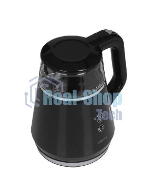 Чайник электрический Centek CT-0019, 1100 Вт, стекло, черный и серебристый