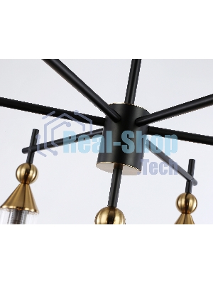 Люстра Ambrella light LH55257/7 BK/BS/CL черный/латунь/прозрачный E14*7 max 40W D640*520