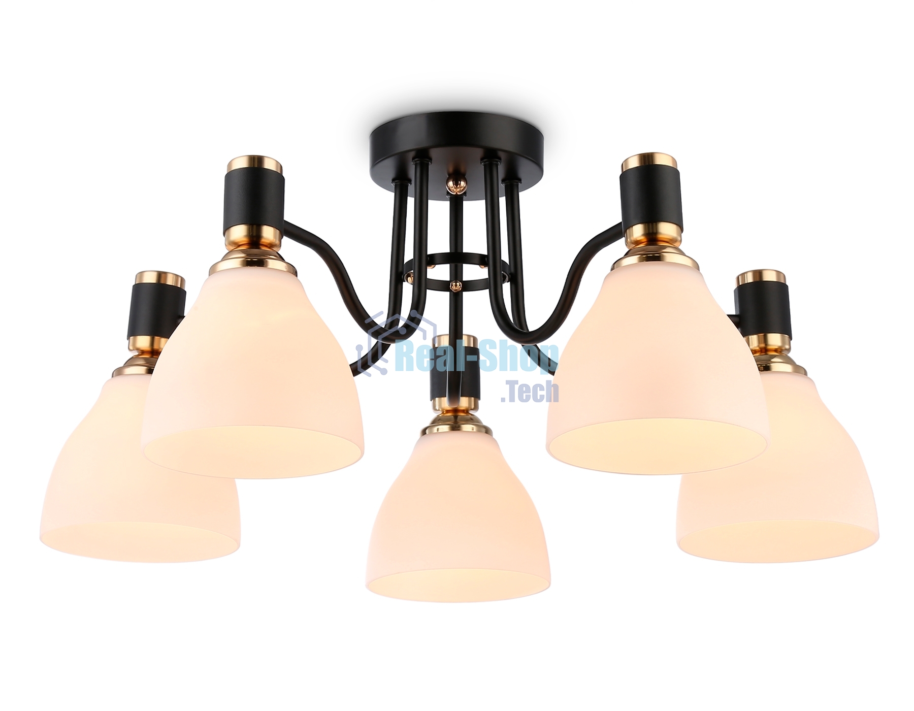 Светильник Ambrella light TR303307/5 BK/GD/FR черный/золото/белый матовый E27*5 max 60W D600*270