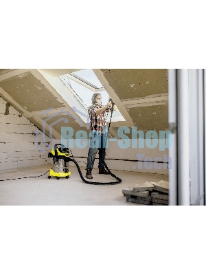 Строительный пылесос Karcher WD 6 P S V-30/6/22/T желтый, 1300 Вт, уборка сухая/сбор воды, пылесборник мешок/контейнер, 30 л