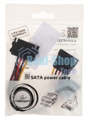 Кабель питания SATA Cablexpert CC-SATAM2F-01, 15pin (M)/2x15pin(F), на 2 SATA устр, 15 см